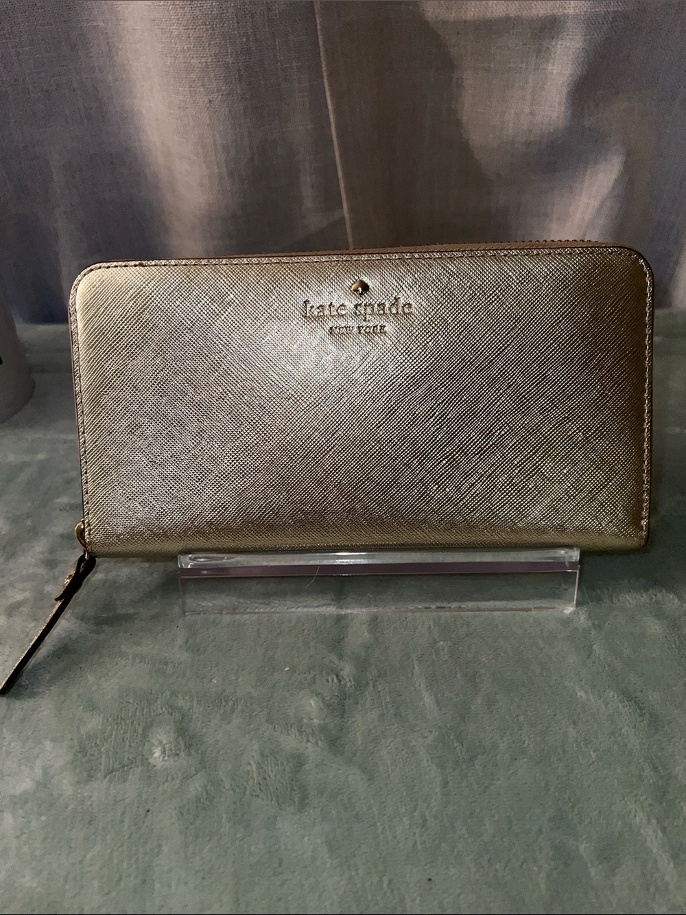 kate spade Gold Metallic Zip Wallet